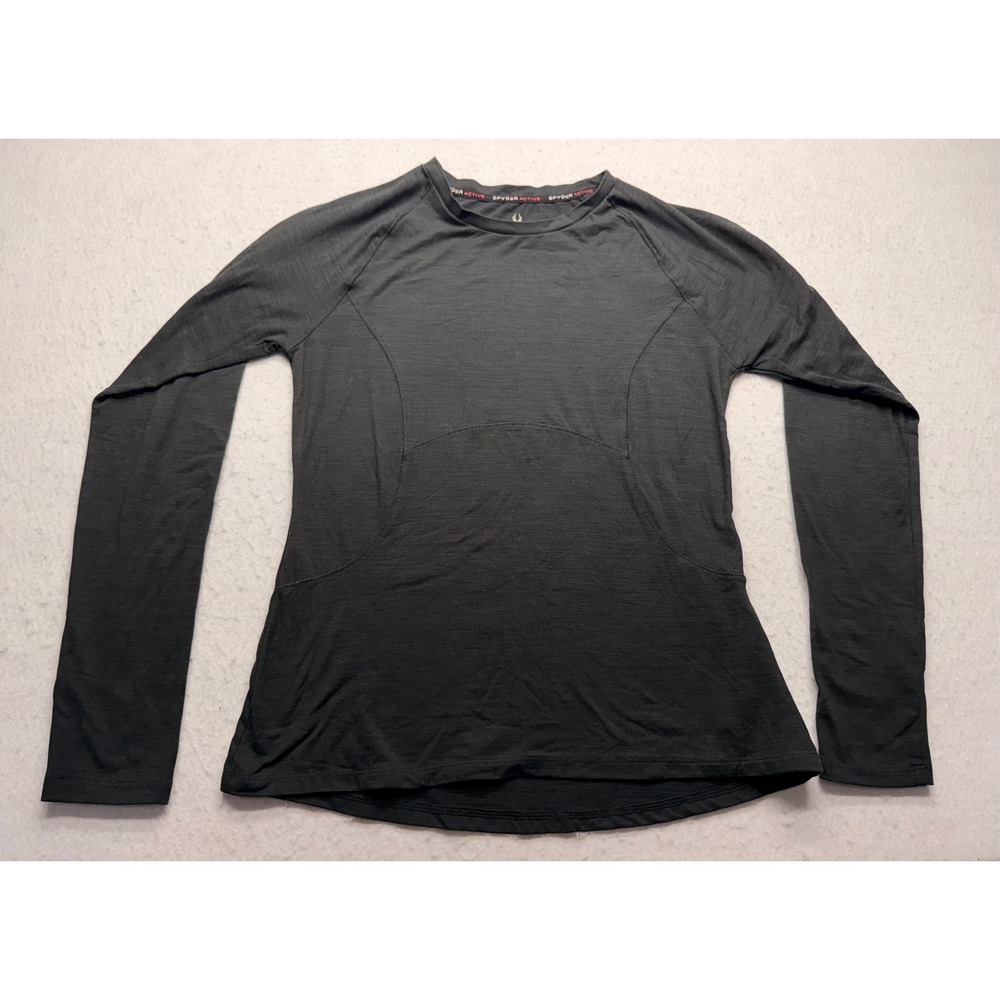 Spyder Active Womens Long Sleeve Base Layer Top Charcoal Gray Thumbholes Size M